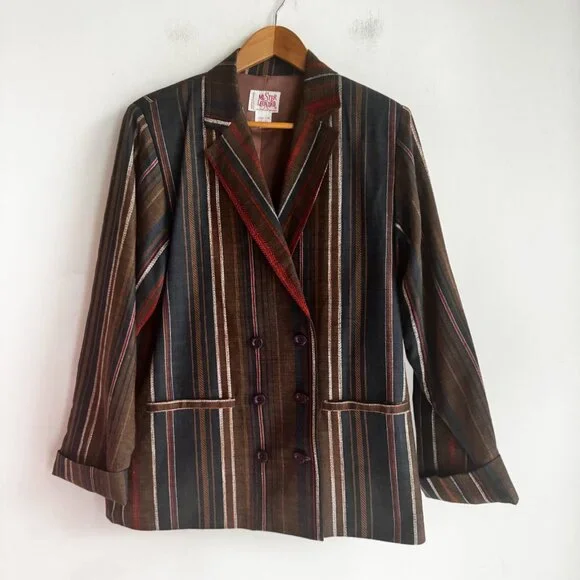 Vintage Mister Leonard Striped Linen Blend Blazer 10 - Picture 2 of 7